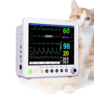 3.8 Kg Monitor veterinario multiparametro con ECG/ HR/ RESP/ SPO2/ NIBP/ Temp