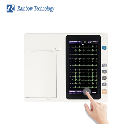 Monitor ECG portatile a 6 canali Analisatore touch screen ricaricabile Batteria al litio