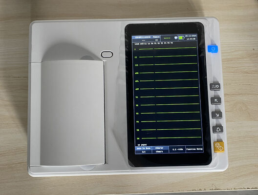 Dispositivo ECG/EKG medico portatile con schermo LCD da 7 pollici a 6 canali e alimentatore per ospedali