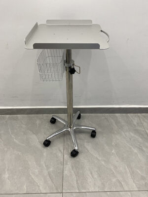 Carrello/Carrello ospedaliero portatile regolabile in acciaio inossidabile e lega di alluminio, 5 ruote, 1 ripiano, design moderno per macchine ECG, clinica