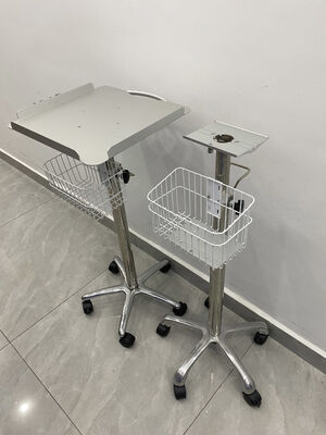 Carrello/Carrello ospedaliero portatile regolabile in acciaio inossidabile e lega di alluminio, 5 ruote, 1 ripiano, design moderno per macchine ECG, clinica