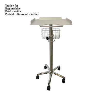 Carrello/Carrello ospedaliero portatile regolabile in acciaio inossidabile e lega di alluminio, 5 ruote, 1 ripiano, design moderno per macchine ECG, clinica