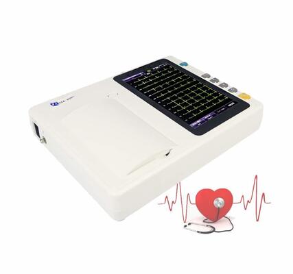 Macchina ECG portatile a 3 canali con schermo touch da 7 pollici e stampante termico per analisi in tempo reale/offline