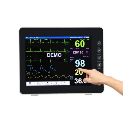 Monitor paziente multiparametrico con display TFT a colori da 8 pollici, certificazione ISO e compatibilità con carrello/supporto a parete