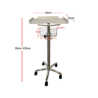 Carrello portatile per ECG Carrello per ultrasuoni regolabile in altezza Carrello medico in lega di alluminio
